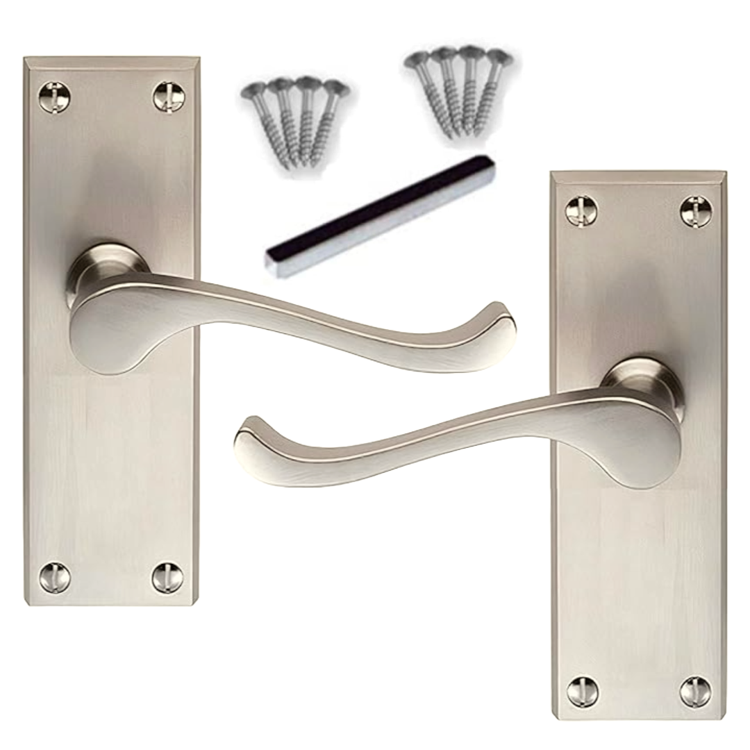 Poignées de porte à levier à défilement et loquet interne - Satin, 1/4/6 paires