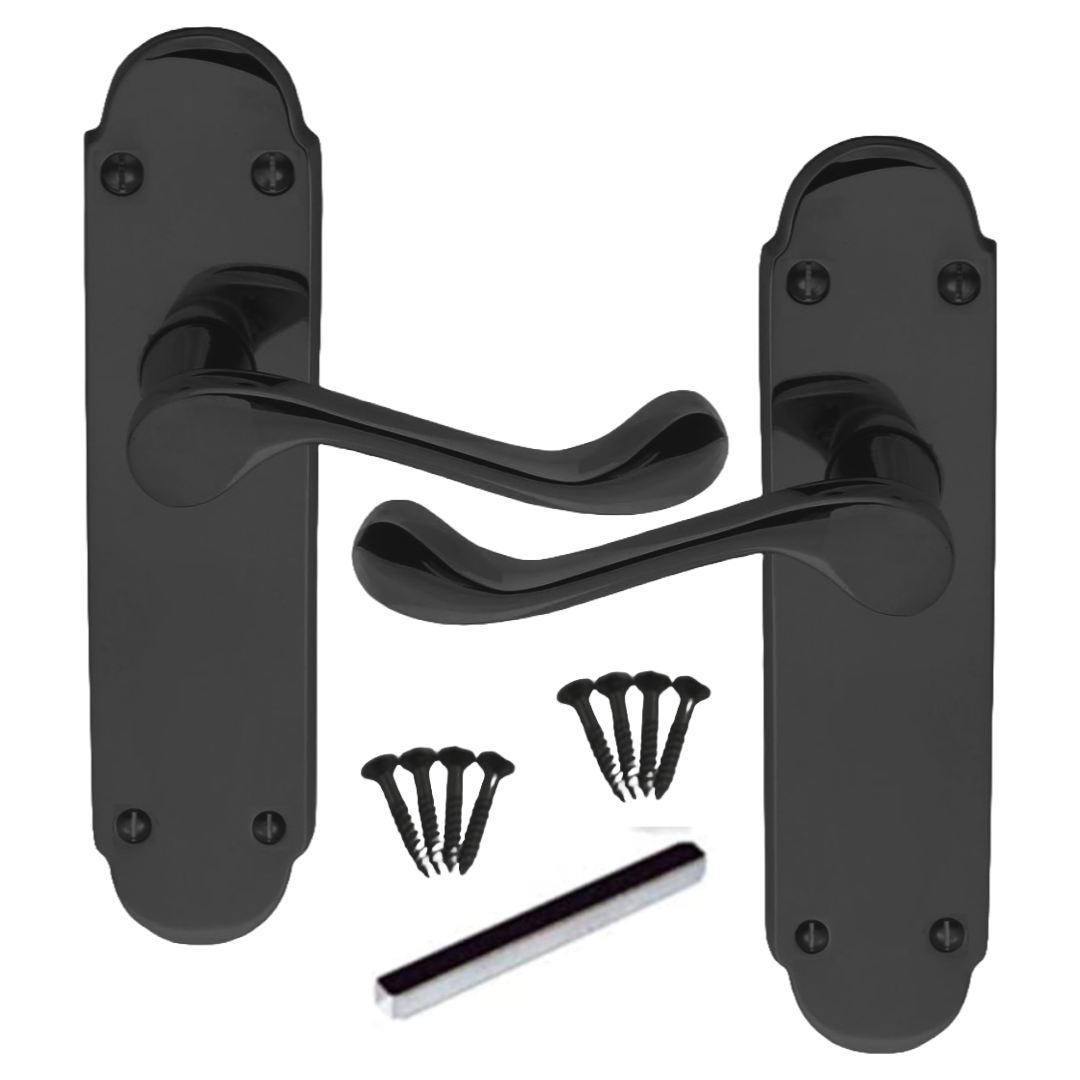 MULTIPACK Door Handles Epsom Latch Black Nickel Victorian Scroll Lever 1/4/6 Pairs