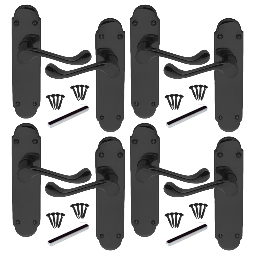 MULTIPACK Door Handles Epsom Latch Black Nickel Victorian Scroll Lever 1/4/6 Pairs