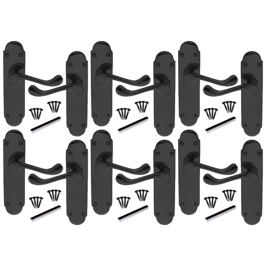 MULTIPACK Door Handles Epsom Latch Black Nickel Victorian Scroll Lever 1/4/6 Pairs