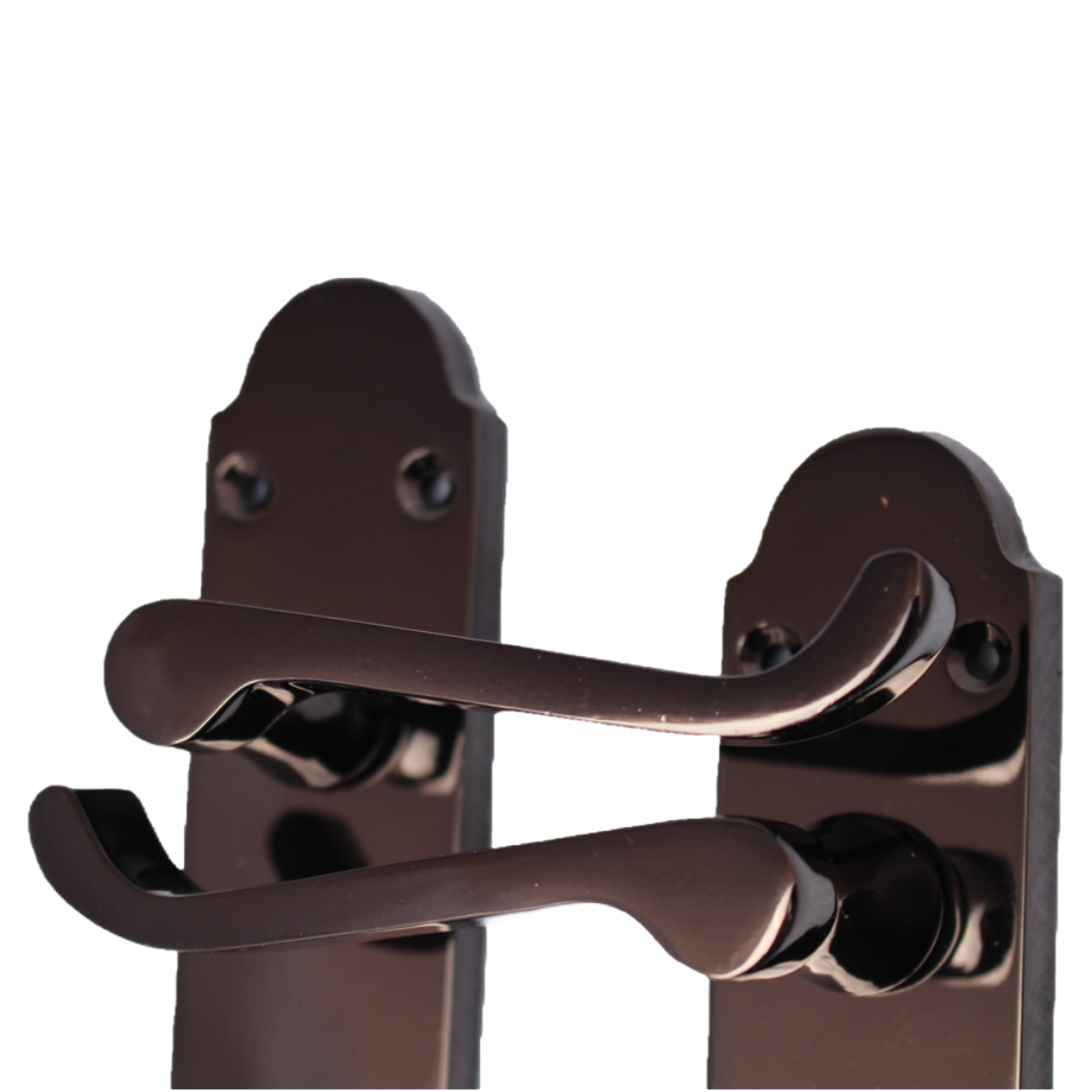 Epsom Door Handle Latch Scroll Lever - Black Nickel