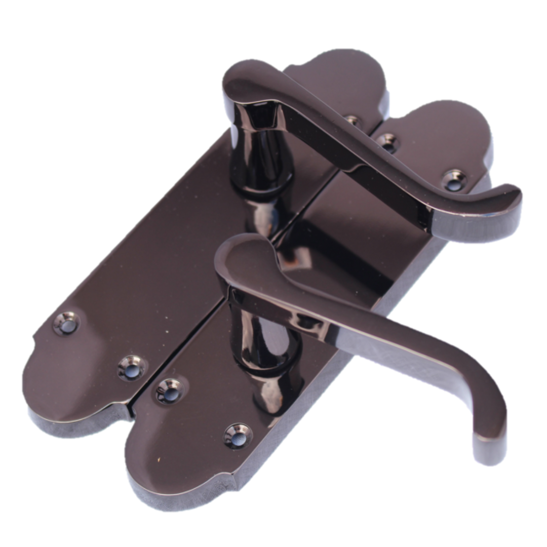 Epsom Door Handle Latch Scroll Lever - Black Nickel