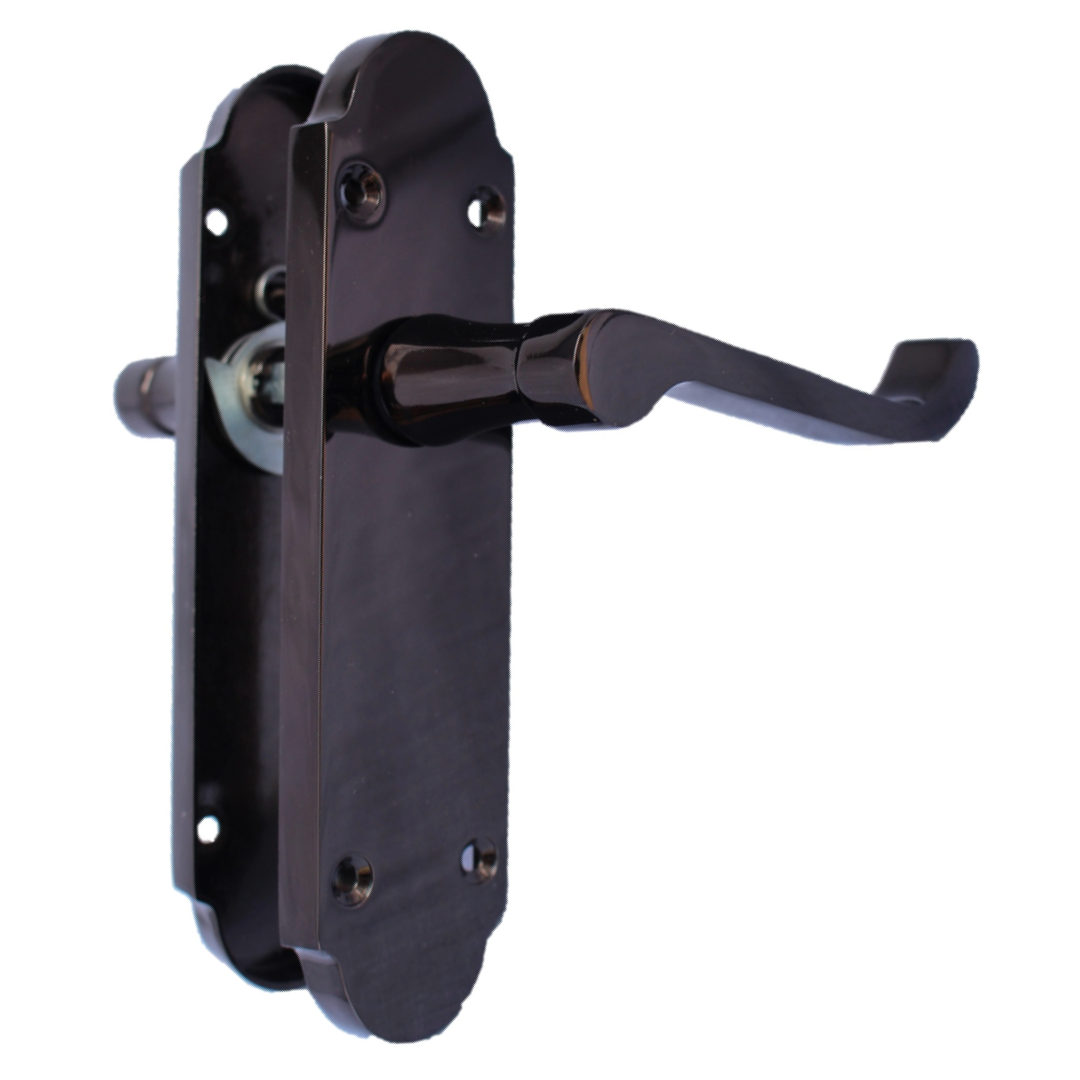 Epsom Door Handle Latch Scroll Lever - Black Nickel
