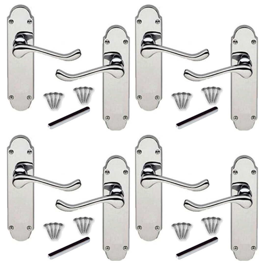 MULTIPACK Door Handles Epsom Chrome Scroll Lever Victorian Scroll 1/4/6 Pairs