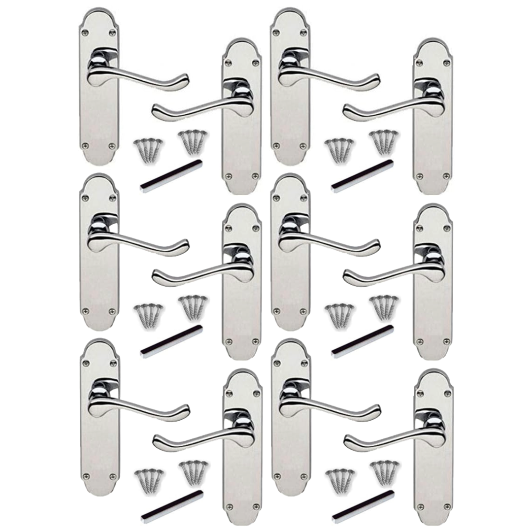 MULTIPACK Door Handles Epsom Chrome Scroll Lever Victorian Scroll 1/4/6 Pairs
