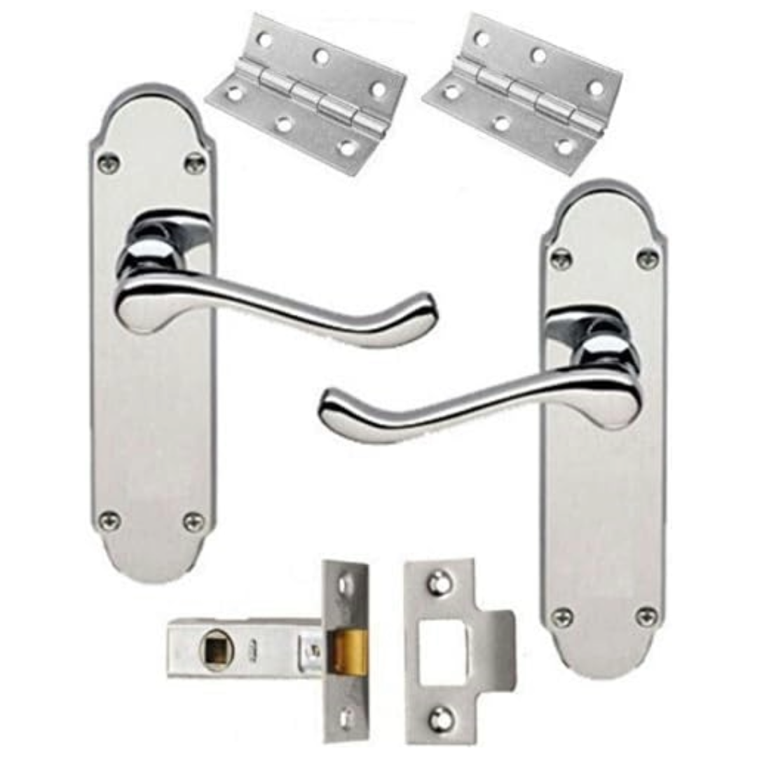 MULTIPACK Door Handles Latch Pack Epsom Chrome Scroll Lever Victorian 1/4/6 Pairs