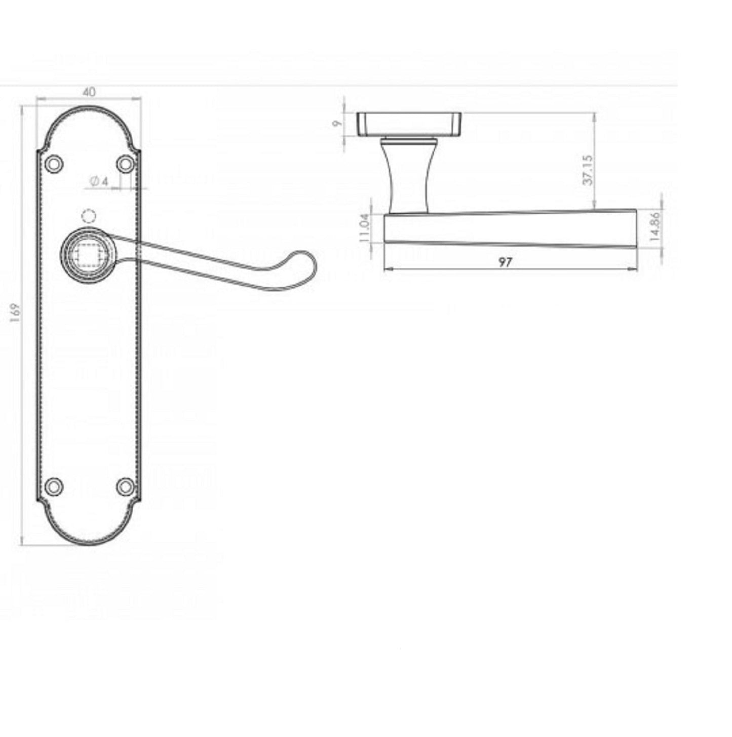 Poignée de porte multipack Epsom noir mat style victorien, loquet à levier à volutes, 1/4/6 paires