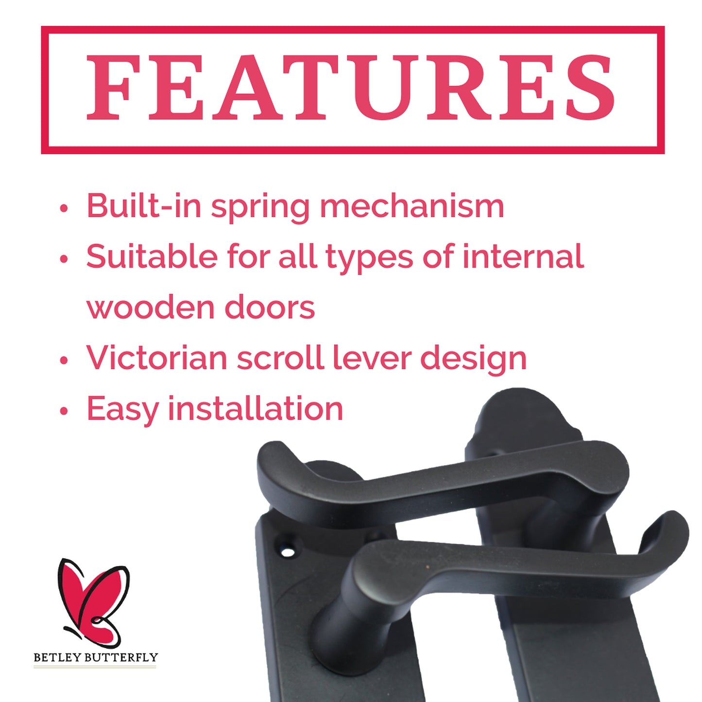 Marketplace JPG companion for Multipack Door Handle Epsom Matt Black Victorian Scroll Lever Latch 1/4/6 Pairs