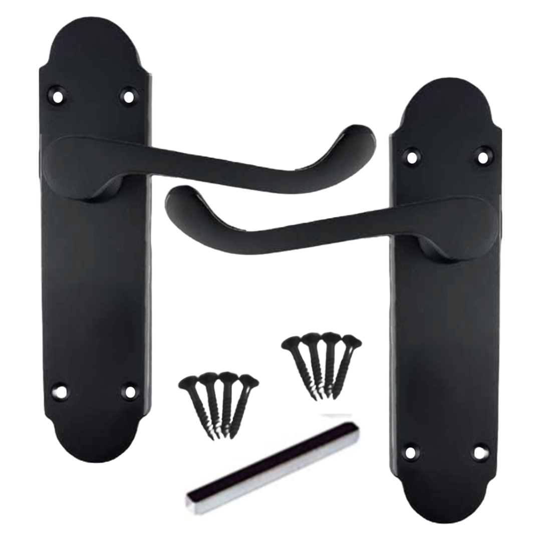 Poignée de porte multipack Epsom noir mat style victorien, loquet à levier à volutes, 1/4/6 paires
