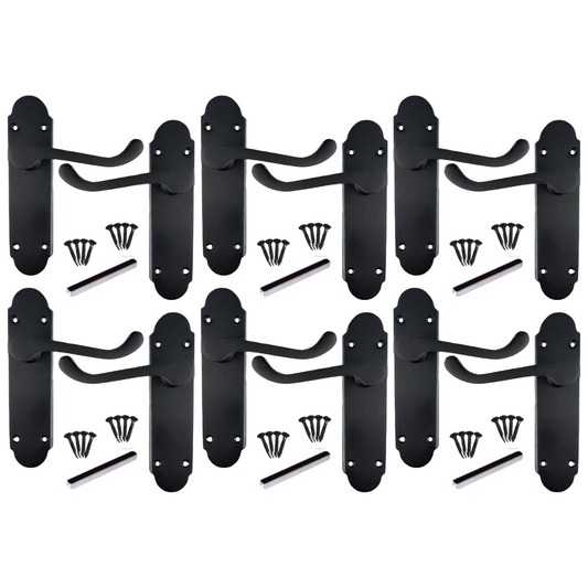 MULTIPACK Door Handle Epsom Matt Black Victorian Scroll Lever Latch 1/4/6 Pairs