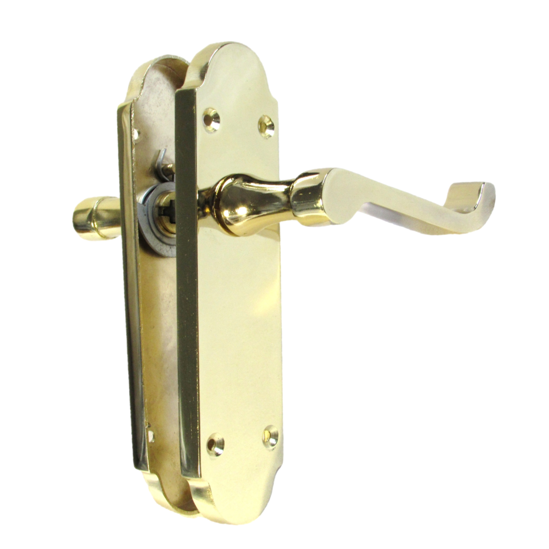 Loquet de porte Epsom à levier à volutes victorien - Laiton