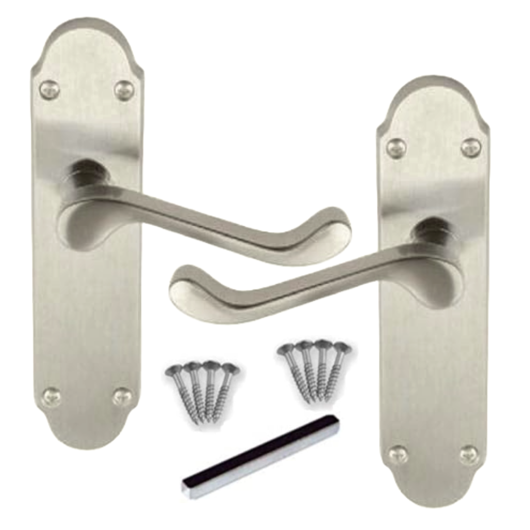 Poignées de porte multipack Epsom, loquet satiné, levier à volutes, style victorien, 1/4/6 paires