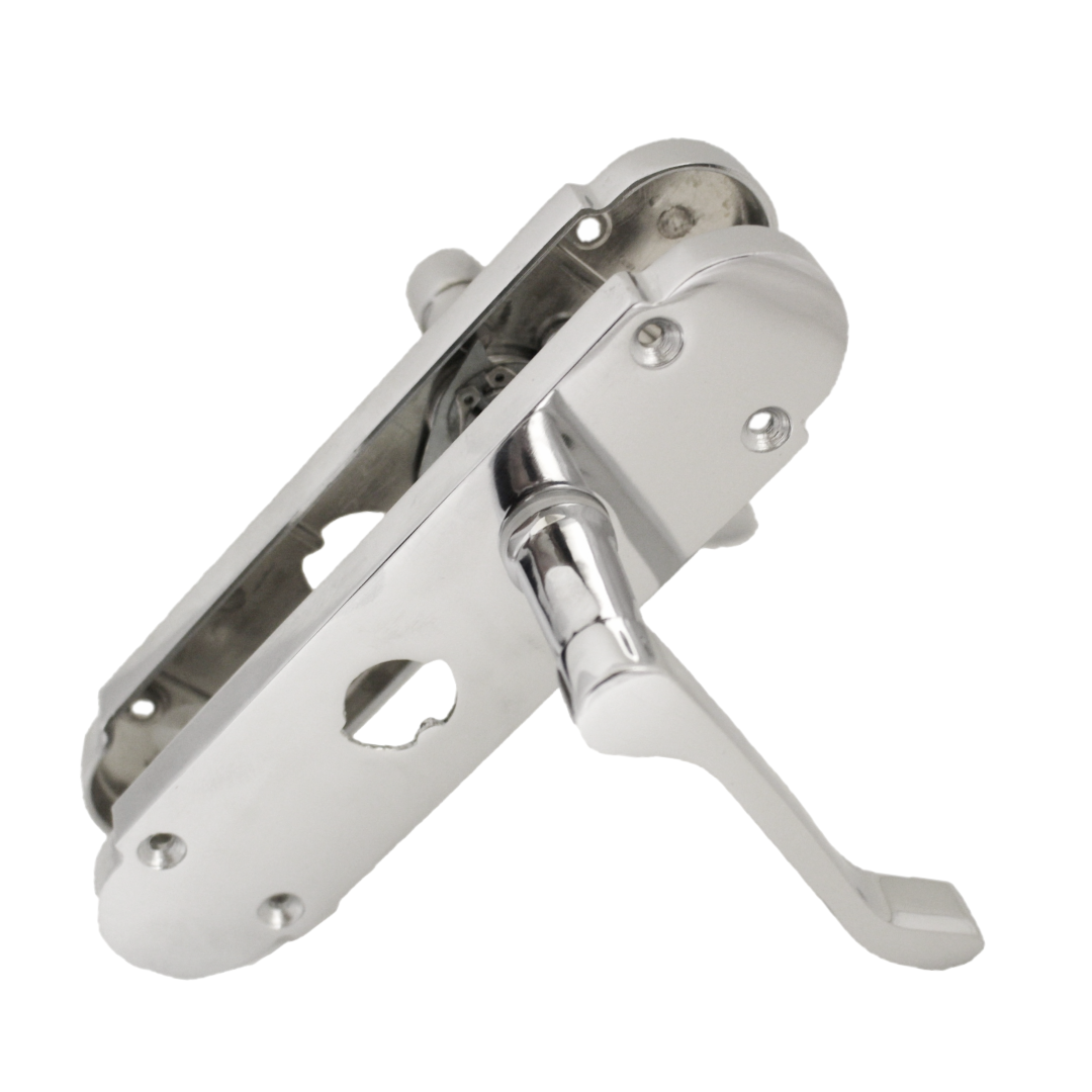 Poignée de porte de salle de bain Epsom avec serrure et loquet tubulaire à levier à défilement - Chrome