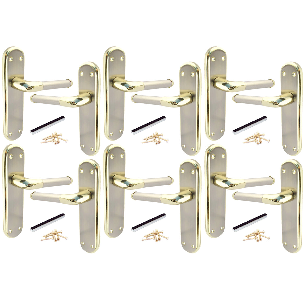 Marina Door Handle Two Tone Latch Lever - Brass and Satin