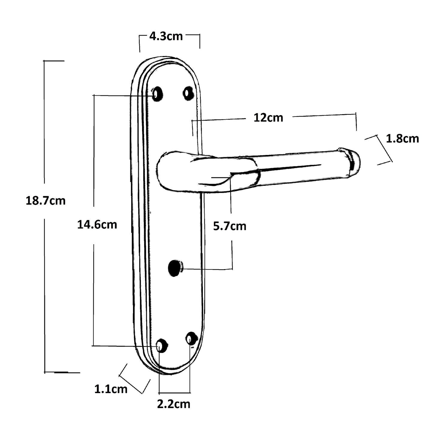 Marina Door Handle Two Tone Bathroom Lock Lever - Black Nickel and Satin