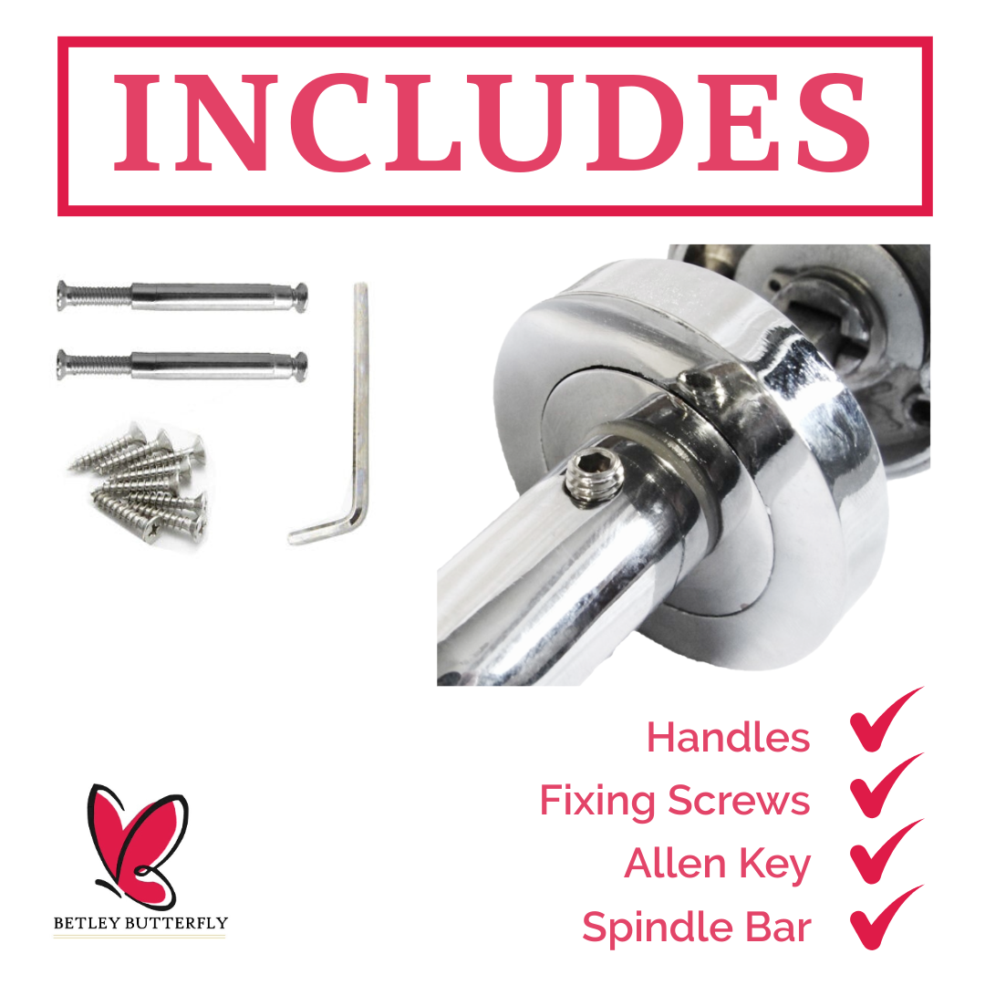 Door Handles T Bar Straight Lever on Rose Latch - Chrome 125mm