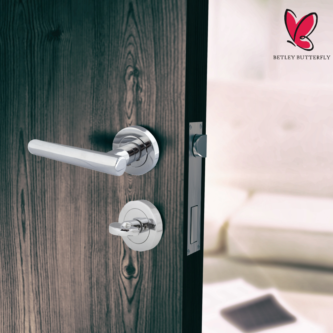 Door Handles T Bar Straight Lever on Rose Latch - Chrome 125mm