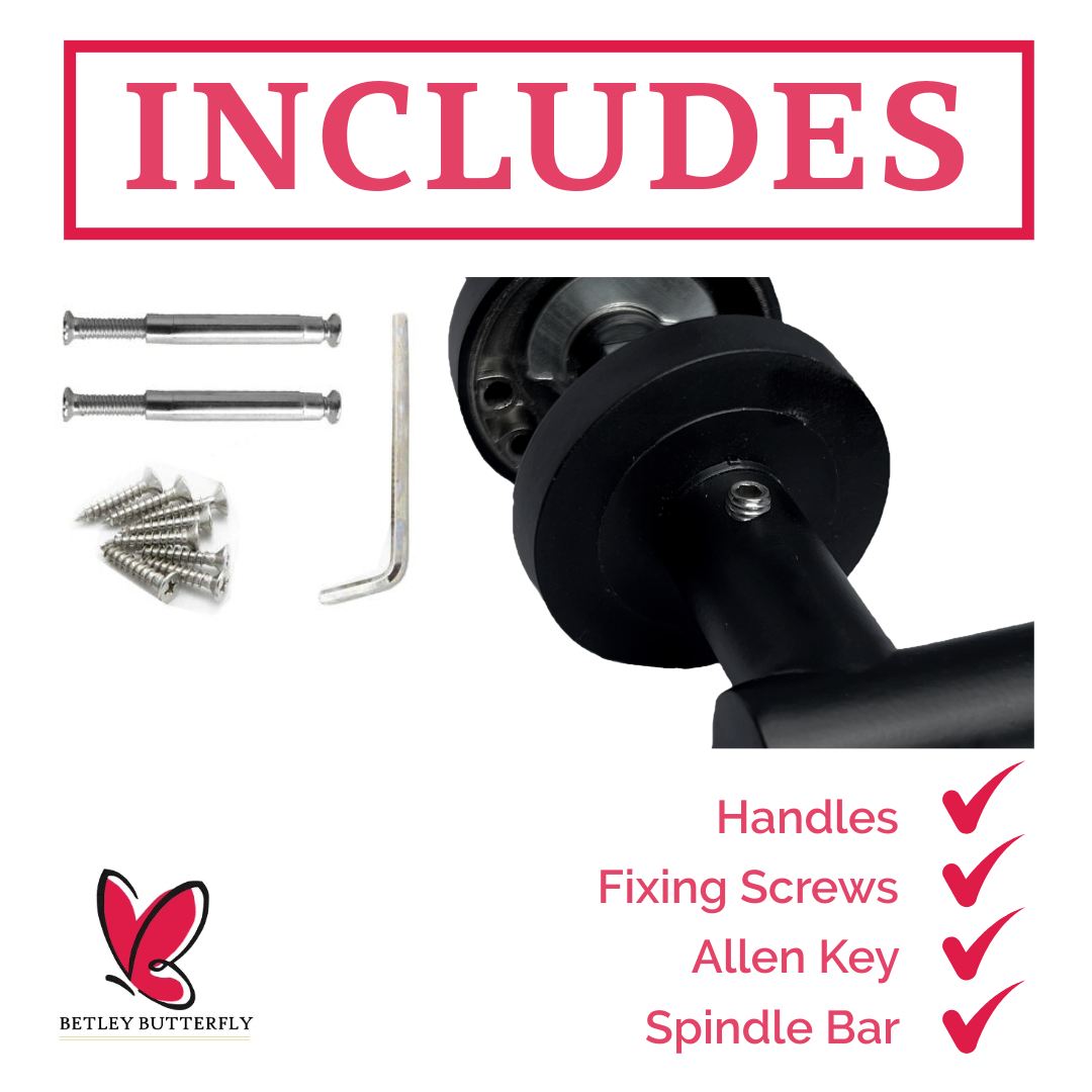 MULTIPACK Door Handles T Bar Straight Lever on Rose Latch - Matt Black 125mm