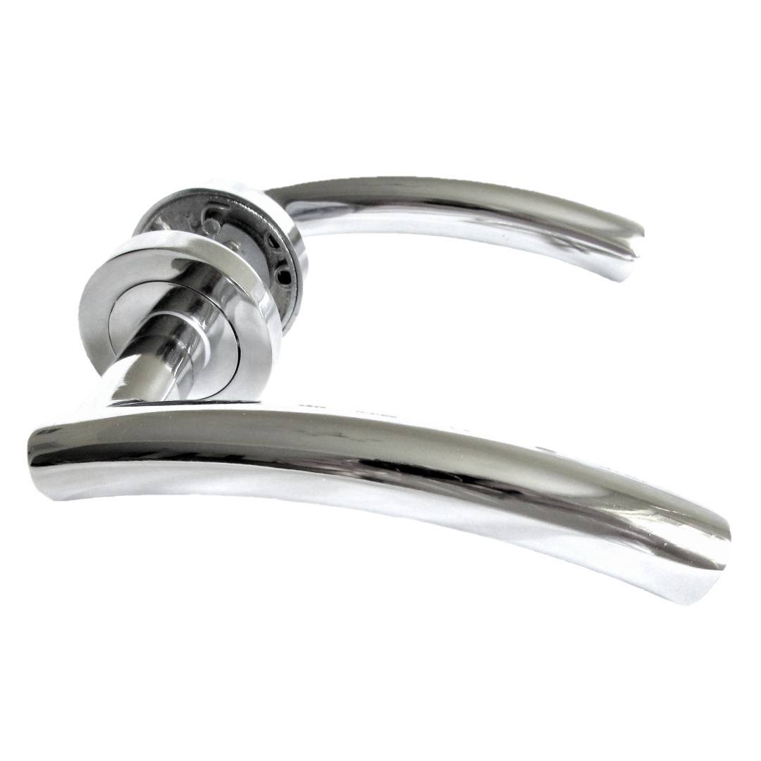MULTIPACK Arched Lever Door Handles on Round Rose - Chrome 134mm