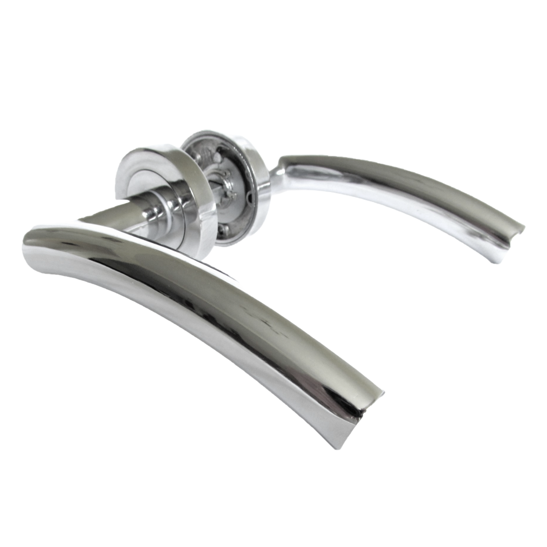 MULTIPACK Arched Lever Door Handles on Round Rose - Chrome 134mm