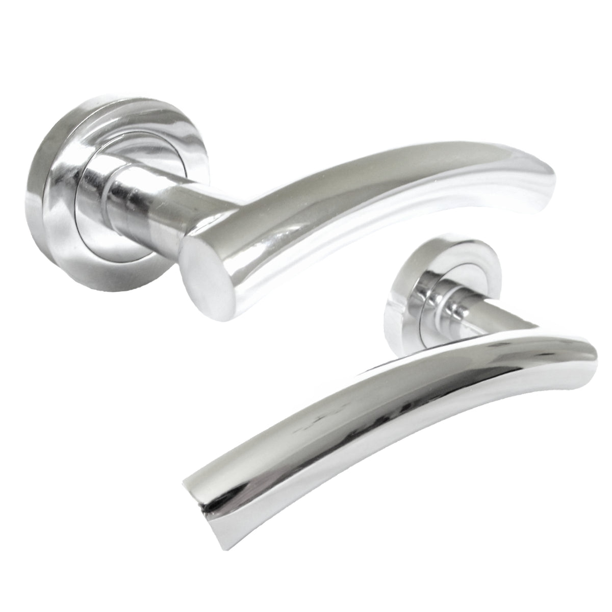 Marketplace JPG companion for Arched Lever Door Handles on Round Rose Chrome 134mm Tubular Latch