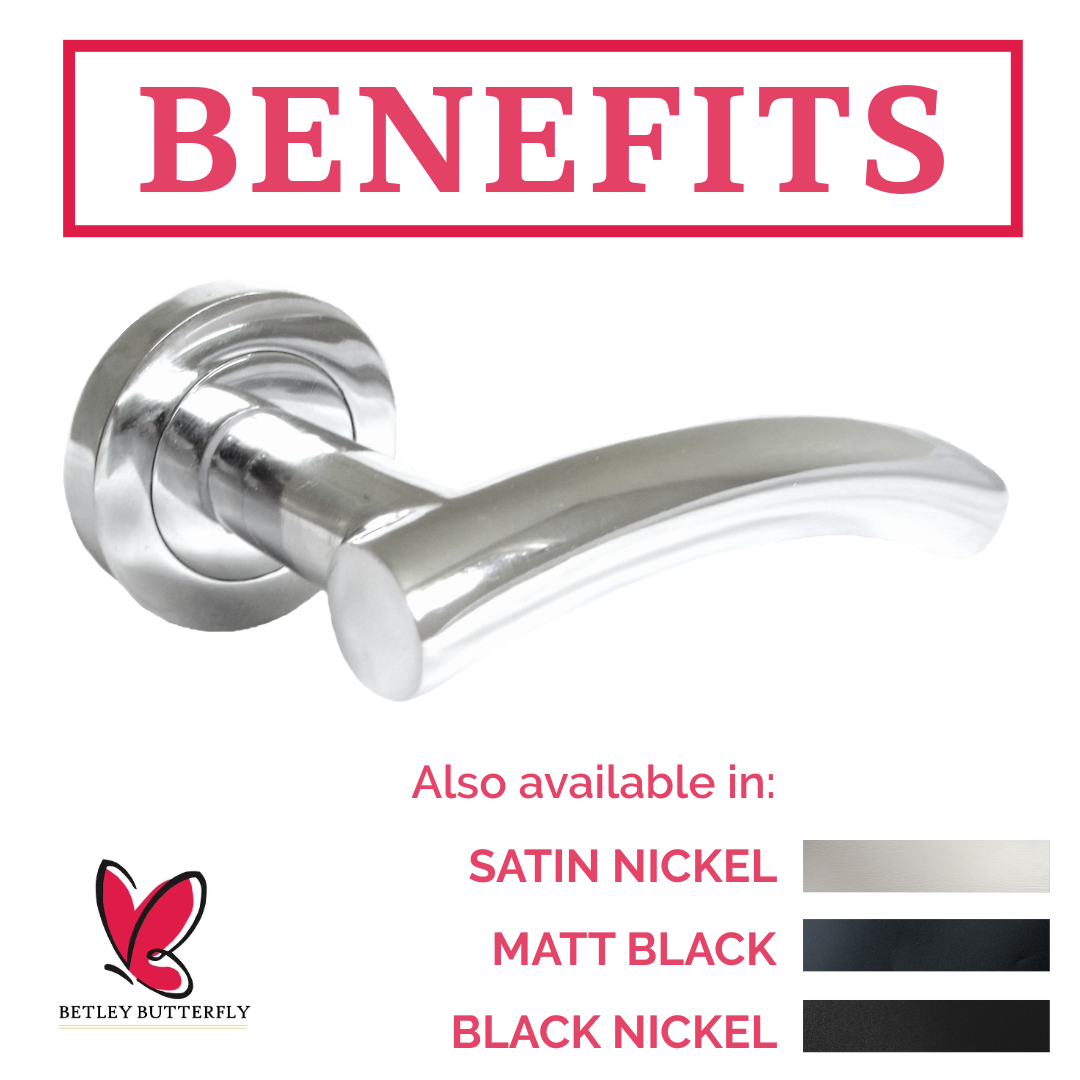 MULTIPACK Arched Lever Door Handles on Round Rose - Chrome 134mm