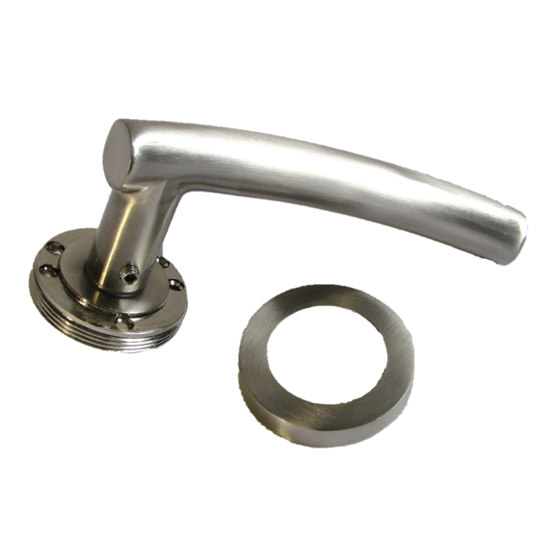 MULTIPACK Arched Lever Door Handles on Round Rose - Satin 134mm