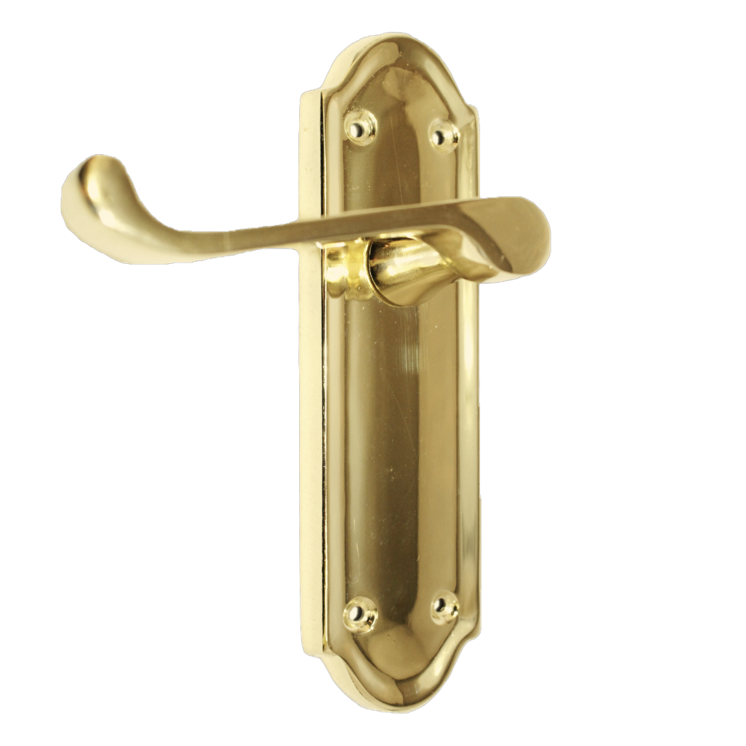 MULTIPACK Door Handles Ashford Brass Latch Brass Scroll Lever 1/4/6 Pairs