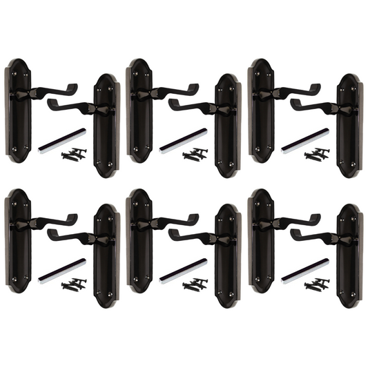 MULTIPACK Door Handles Ashford Black Nickel Latch Brass Scroll Lever 1/4/6 Pairs