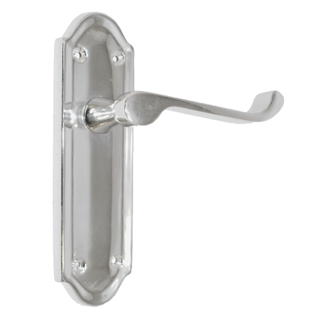 Ashford Door Handle Latch Scroll Lever - Chrome Latch Pack