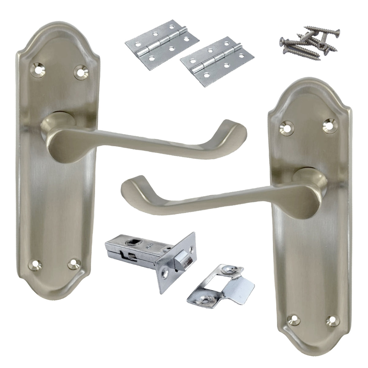 Marketplace JPG companion for Ashford Door Handle Internal Latch Scroll Lever - Satin Latch & Hinge Pack