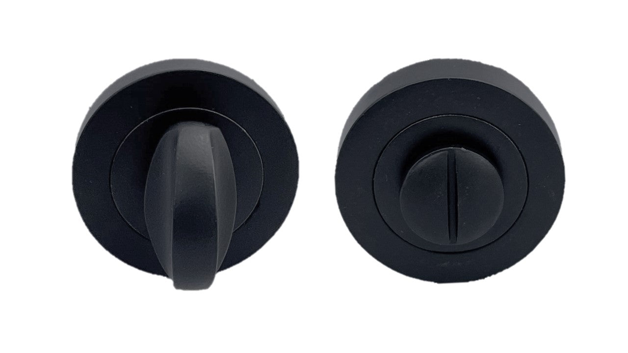 Porte de salle de bain/WC avec bouton rotatif et déverrouillage au pouce, noir mat