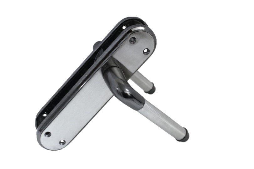 Marina Door Handle Two Tone Latch Lever - Black Nickel and Satin