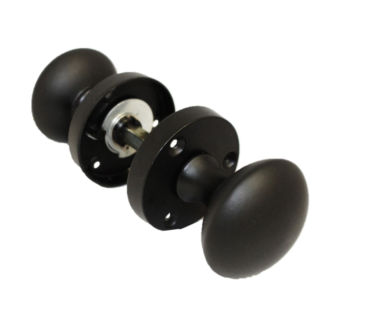 Boutons de porte ronds victoriens à mortaise à ressort - Noir mat 56 mm