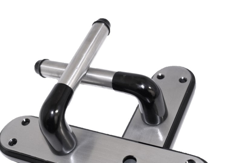 Marina Door Handle Two Tone Bathroom Lock Lever - Black Nickel and Satin