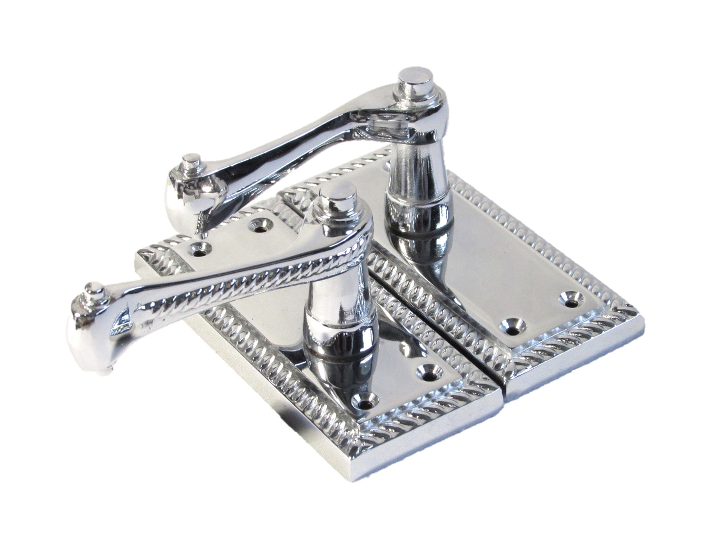 Door Handles Georgian Lever Latch Roped Edge - Chrome 110mm x 50mm