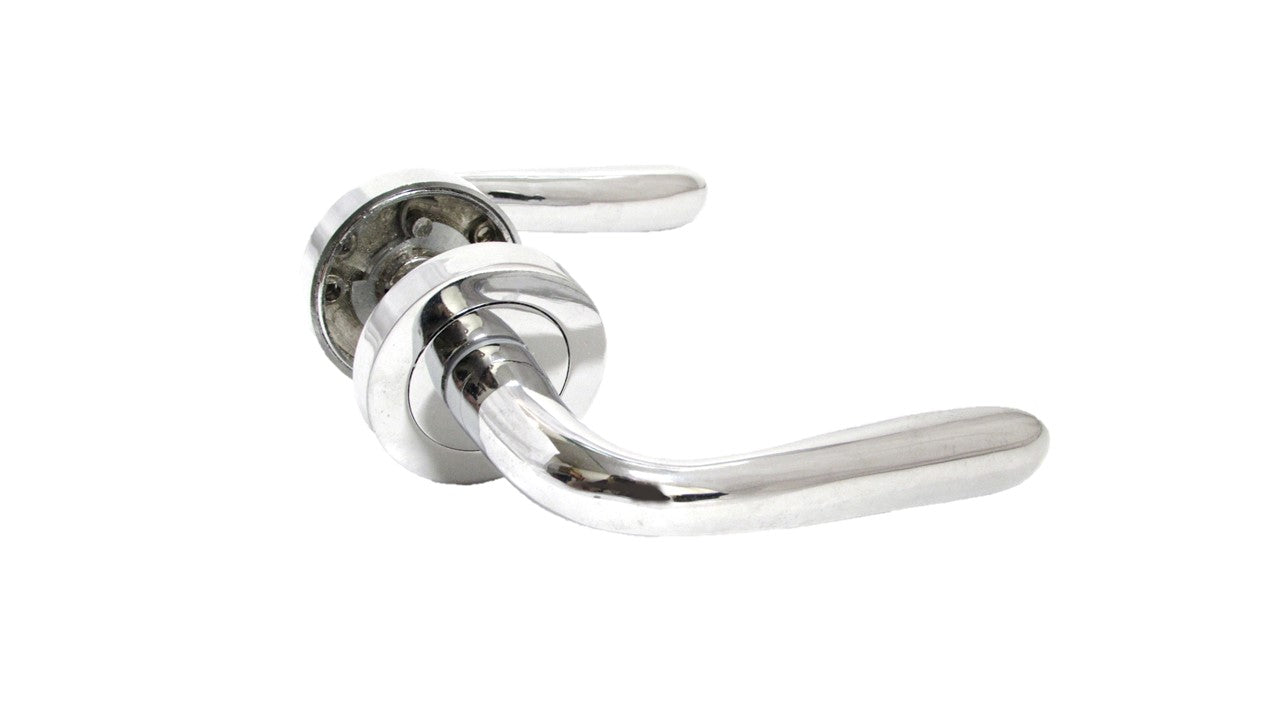 Poignées de porte Pearl Modern Marina à levier sur rosace - Chrome 120 mm