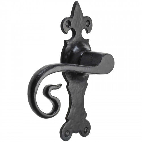 Poignées de porte en fer noir 165 x 52 mm style cottage antique vintage avec serrure à levier pour salle de bain