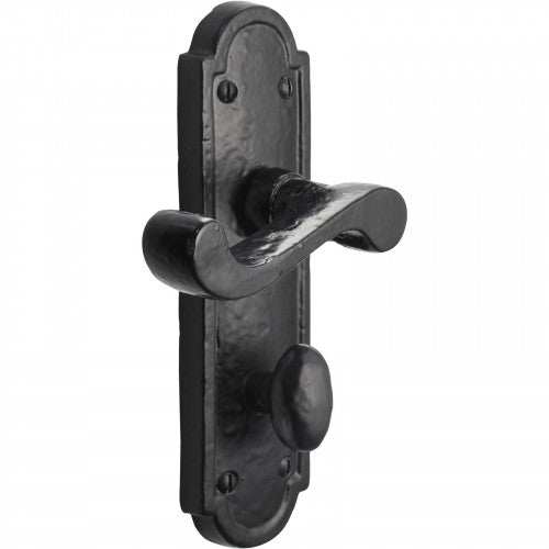 Iron Door Handles Black 172 x 48mm Antique Vintage Cottage Lever Lock Euro Handle