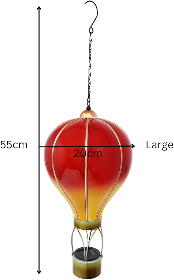 Flame Red Solar Hot Air Balloon – Outdoor Hanging LED Light for Garden, Patio & Porch Décor