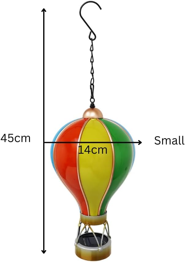 Rainbow Solar Hot Air Balloon – Outdoor Hanging LED Light for Garden, Patio & Porch Décor