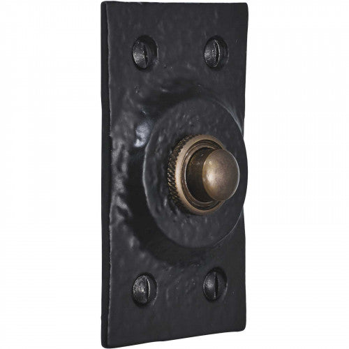 Door Bell Push Black Cast Iron 80mm x 45mm Country Cottage Front Ring Bell