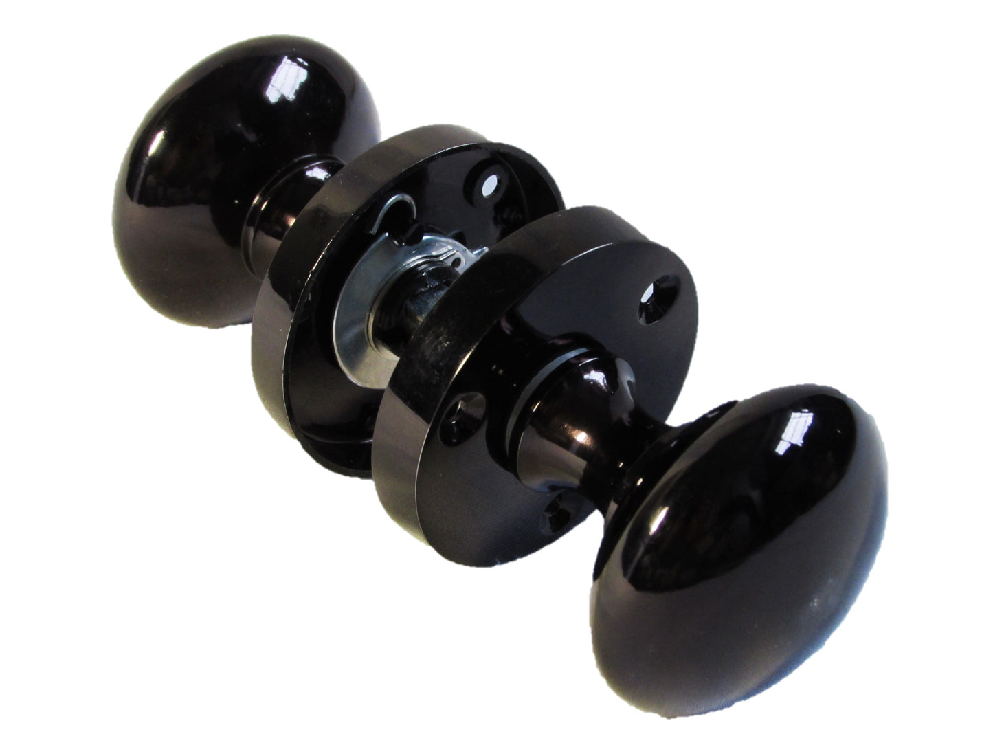 Door Knobs Round Victorian Mortice Knob Sprung - Black Nickel Latch Pack 56mm