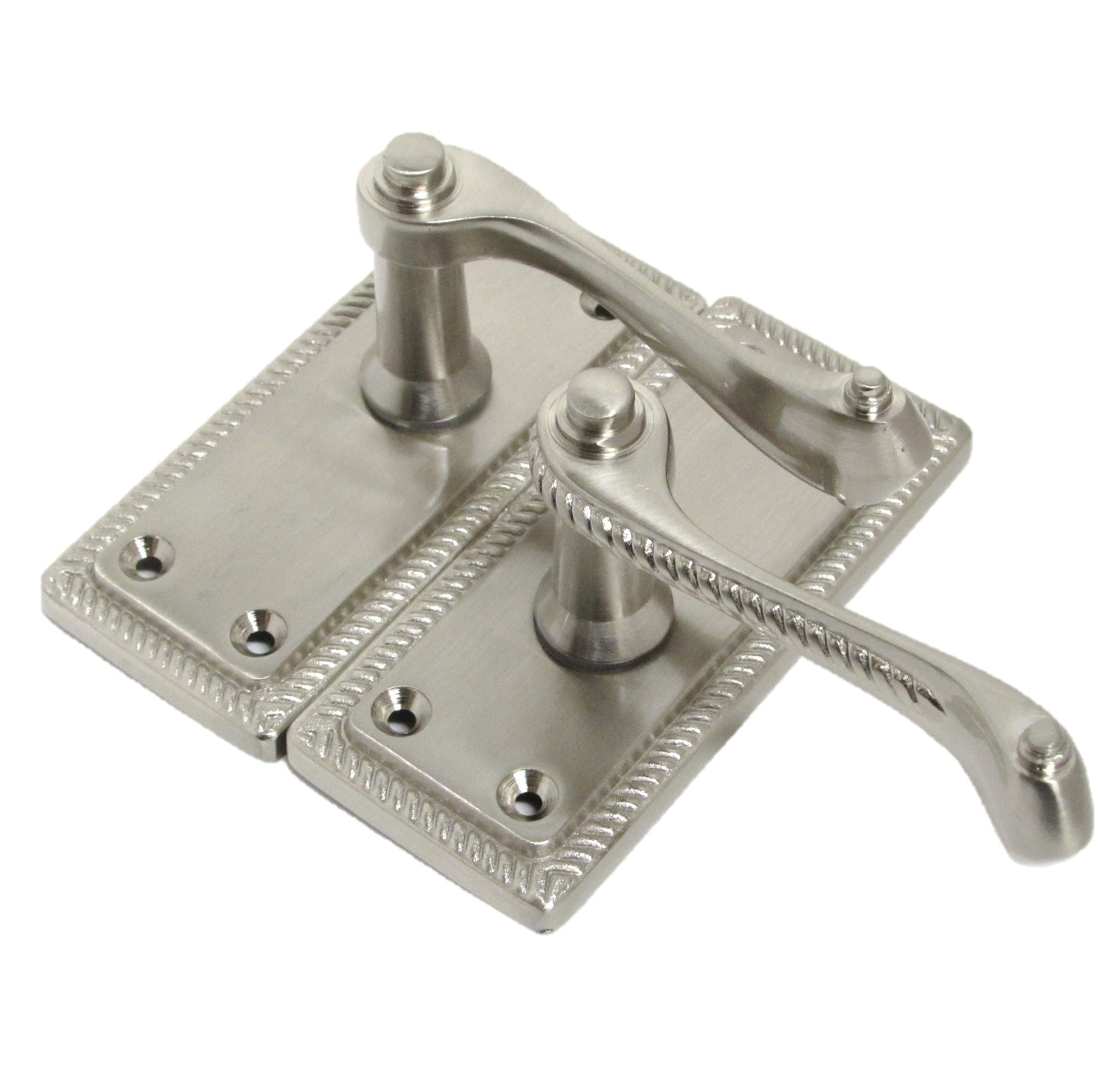 Georgian Handle Latch Door Handles Satin, Pair of 3" Hinges & Latches Pack Sets