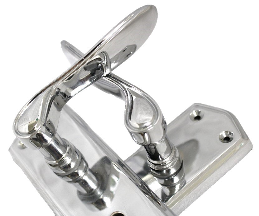 Poignées de porte Stellar à levier à défilement avec serrure de salle de bain interne - Chrome 170 mm x 50 mm