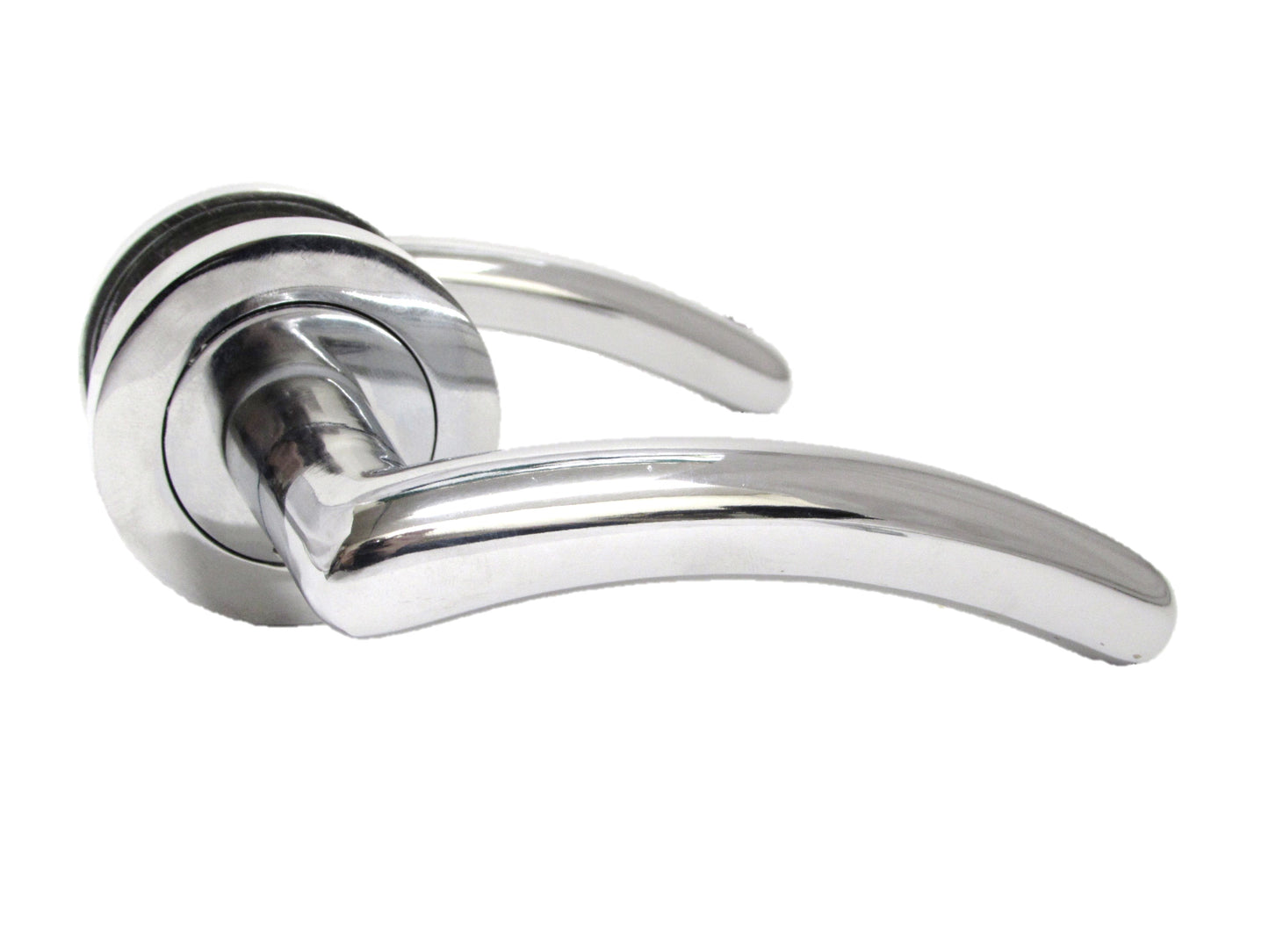 Carlressia Door Handles Latch Curved Lever on Rose - Chrome 125mm
