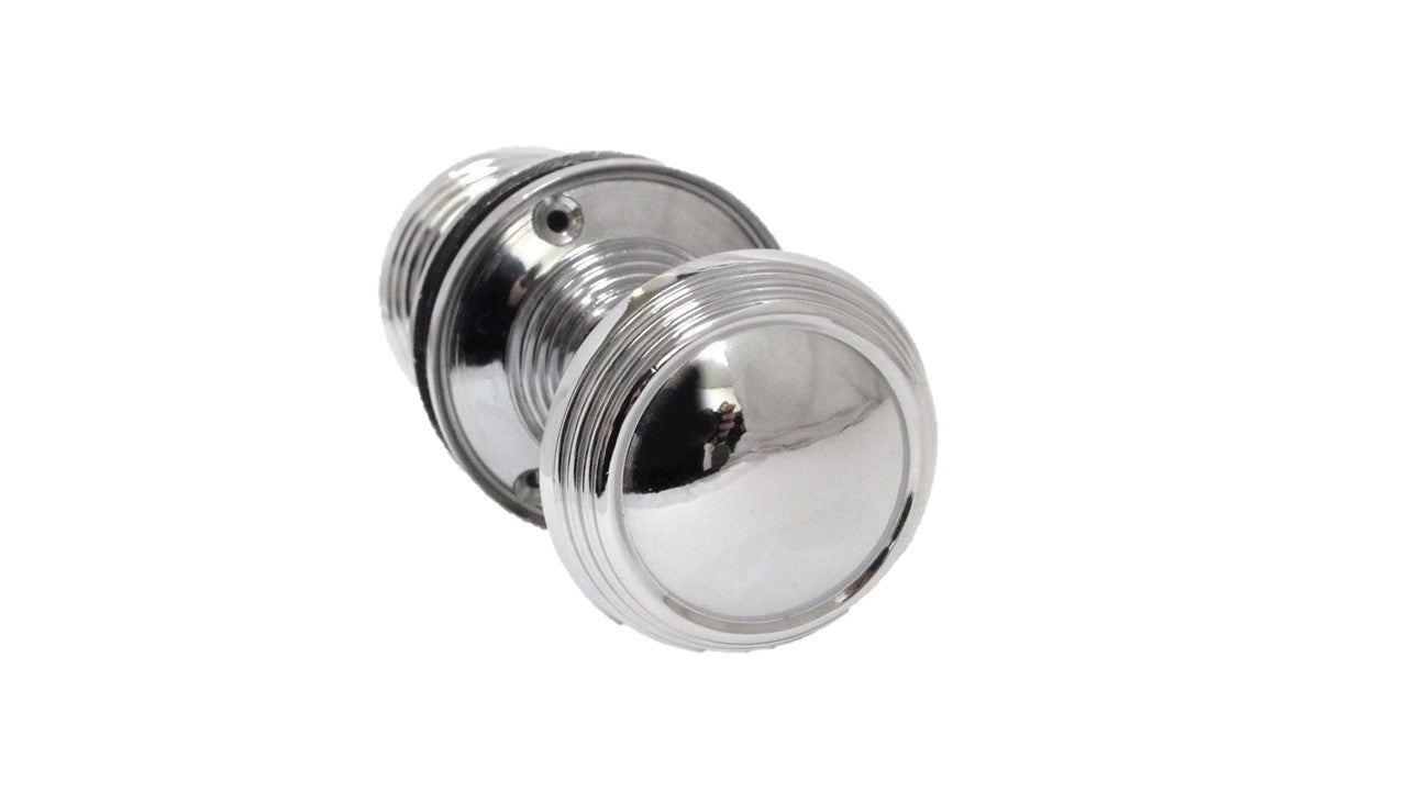 Boutons de porte Queen Anne à mortaise interne cannelée - Chrome poli 64 mm