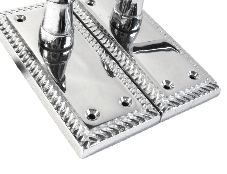 Door Handles Georgian Lever Latch Roped Edge - Chrome 110mm x 50mm