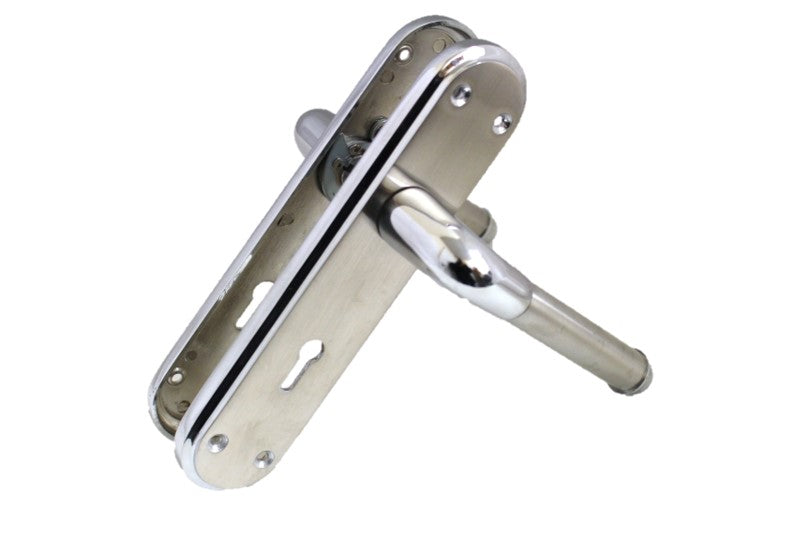 Marina Door Handle Two Tone Lock Lever - Chrome and Satin
