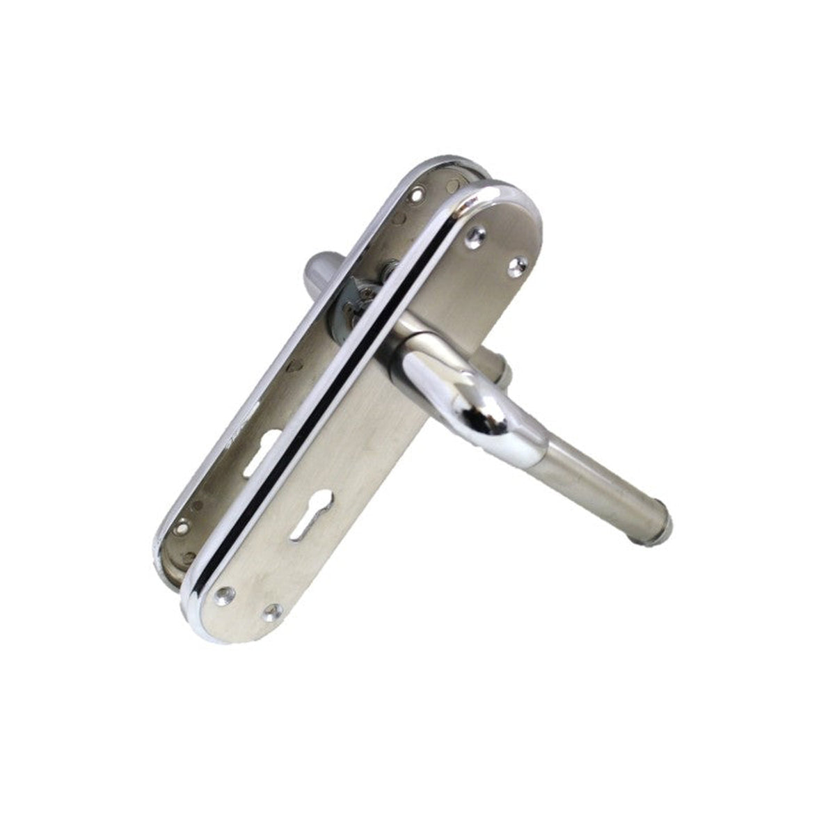 Marina Door Handle Two Tone Lock Lever - Chrome and Satin